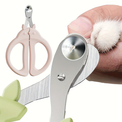 1 Professional Cat Nail Clipper with Safety Shield, Stainless Steel Blade, Round Hole to Prevent Bleeding Design, Ergonomic Grip, Suitable for Cats of All Sizes And Breeds, Without Battery