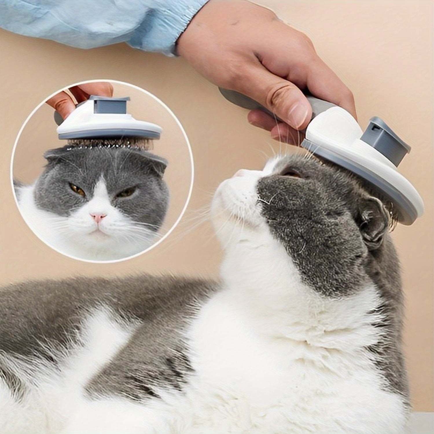 1/2pcs Manual Pet Hair Brush- Durable Cat And Dog Hair Removal Comb, Ergonomic Handle, Durable ABS Material And Stainless Steel Bristles, Cat And Dog Hair Cleaner, Pet Grooming Tool| Fine Hair Comb- Suitable for Cats And Dogs