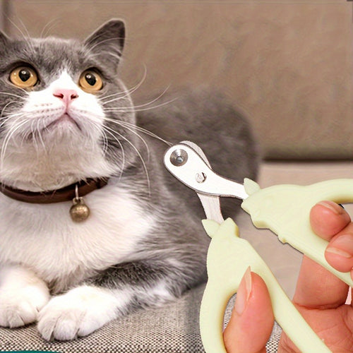 1 Professional Cat Nail Clipper with Safety Shield, Stainless Steel Blade, Round Hole to Prevent Bleeding Design, Ergonomic Grip, Suitable for Cats of All Sizes And Breeds, Without Battery
